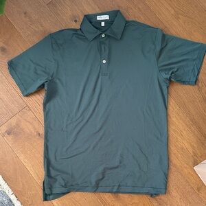 Men's Peter Millar Green and Black Striped Polo Shirt